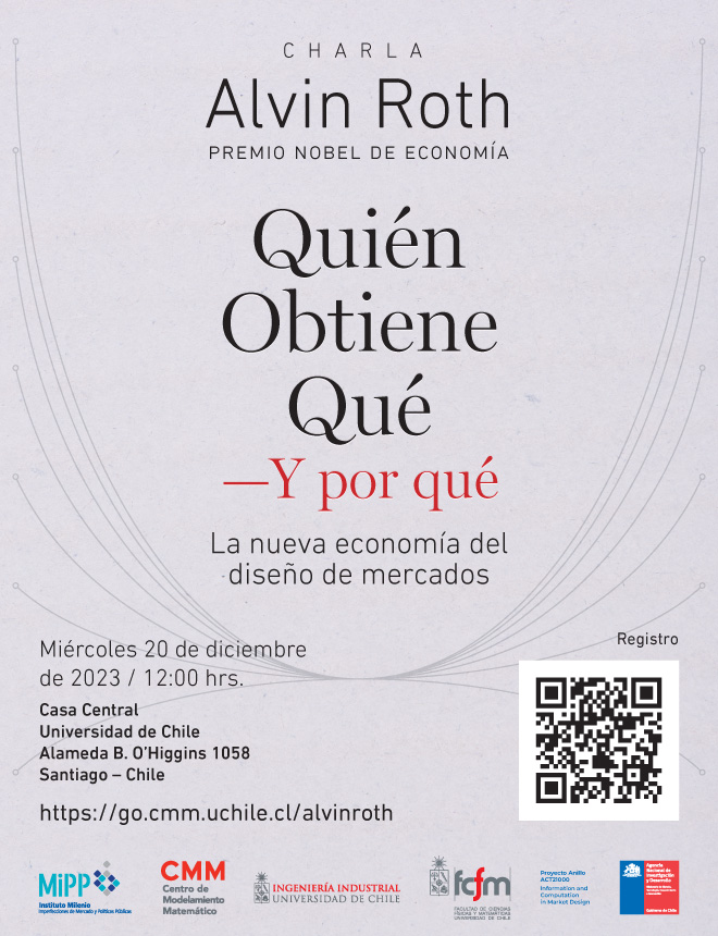 Invitación a la charla Quién obtiene qué y por qué: La nueva economía del diseño de mercados