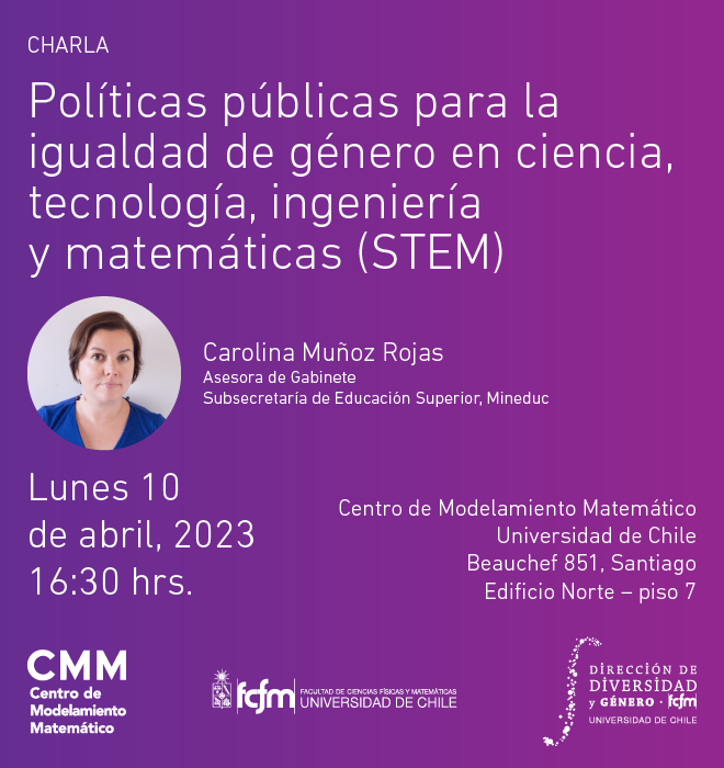 Invitación a Charla Políticas públicas para la igualdad de género en ciencia, tecnología, ingeniería y matemáticas (STEM)