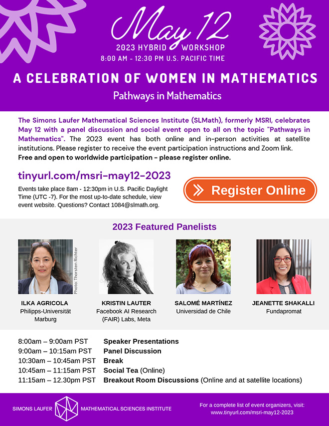 SLMath Workshop: May 12, a Celebration for Women in Mathematics