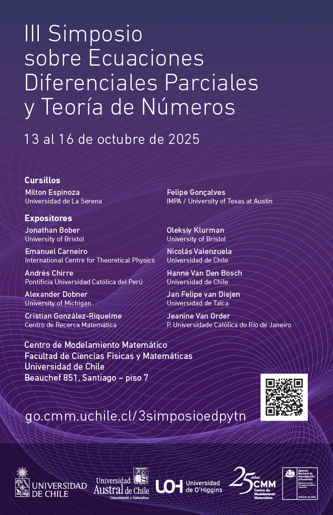Invitación al Tercer Simposio de Ecuaciones Diferenciales Parciales (EDP) y Teoría de Números (TN)
in honor of Marco A. López-Cerdá